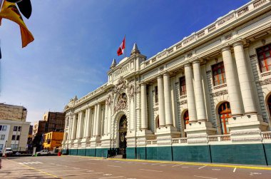 LIMA, PERU - APRIL 2018: Historical center in sunny weather