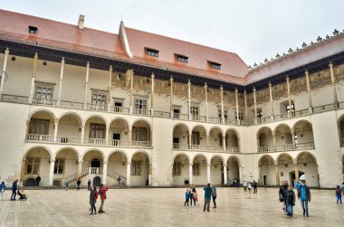 Krakow, Poland - August 2021: Wawel Castle in cloudy weather