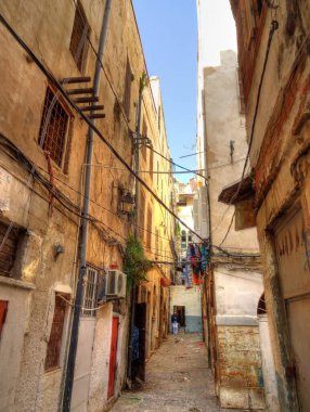 Algiers, Algeria - March 2020 : Colonial architecture in sunny weather, HDR Image