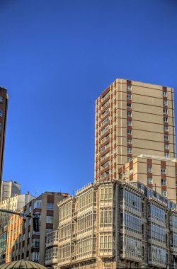beautiful architecture in the old town La Coruna, Galicia, Spain