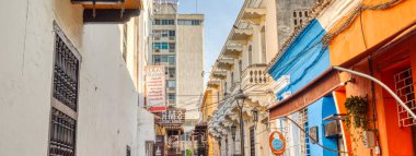Santa Marta, Colombia - April 2019 : Historical center in sunny weather