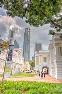 Singapore - March 2019 : City center in cloudy weather