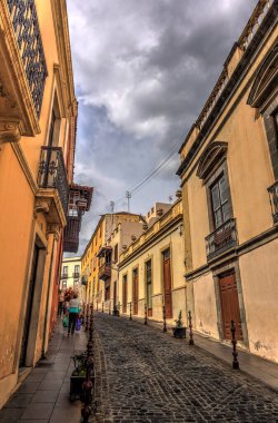 Santa Cruz de la Palma, Spain - March 2020 : Historical center in cloudy weather