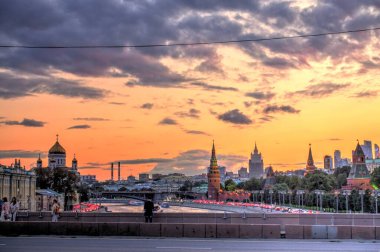 MOSCOW, RUSSIA - AUGUST 2018: Historical center in cloudy weather
