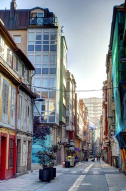 beautiful architecture in the old town La Coruna, Galicia, Spain