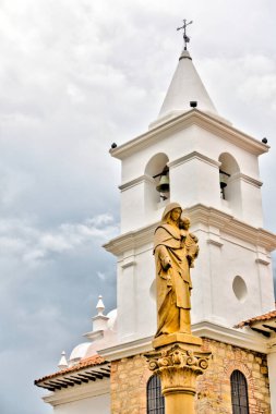 Villa de Leyva, Colombia - May 2019 : Picturesque colonial village in cloudy weather
