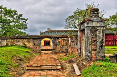 Hue, Vietnam - November 2020 : Citadel in cloudy weather, HDR Image