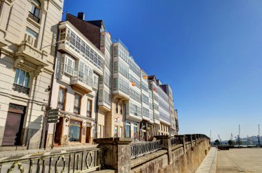 beautiful architecture in the old town La Coruna, Galicia, Spain