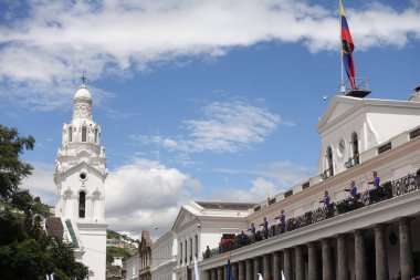Quito, Ecuador - April 2018 : beautiful view on Historical center of the city