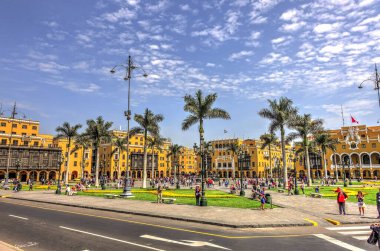 LIMA, PERU - APRIL 2018: Historical center in sunny weather
