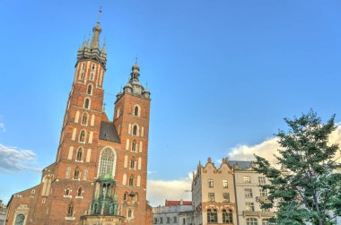 Krakow, Poland - August 2021: Historical center in sunny weather