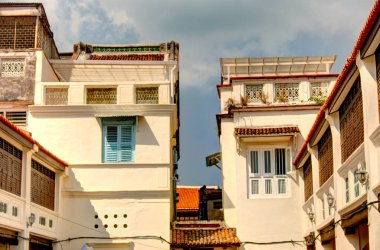 Penang, Malaysia - March 2019 : Historical center in springtime