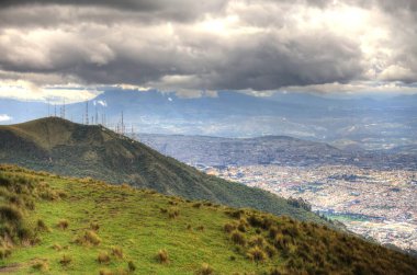 Quito, Ecuador aerial moutains view on the city 