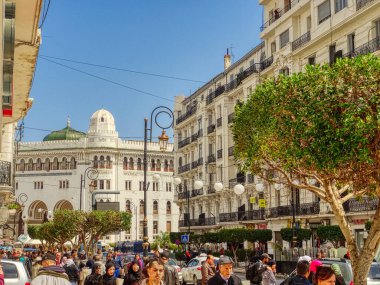 Algiers, Algeria - March 2020 : Colonial architecture in sunny weather, HDR Image