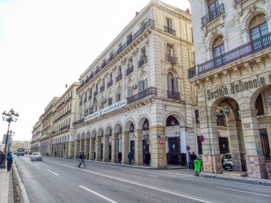 Algiers, Algeria - March 2020 : Colonial architecture in sunny weather, HDR Image