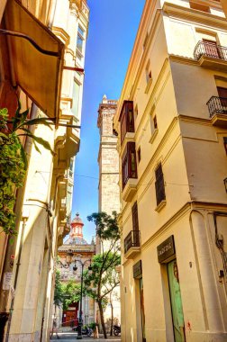 VALENCIA, SPAIN - JULY 2020: Historical center in sunny weather 