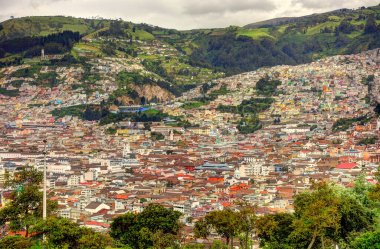 Quito, Ecuador aerial moutains view on the city 