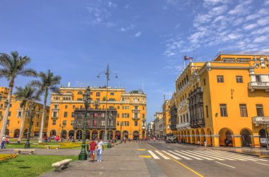 LIMA, PERU - APRIL 2018: Historical center in sunny weather