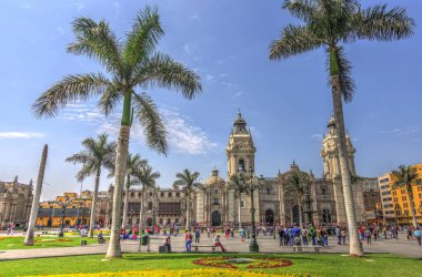 LIMA, PERU - APRIL 2018: Historical center in sunny weather