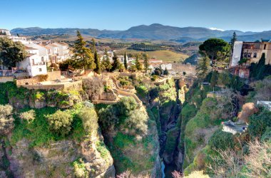 Landmarks in Ronda - the city is located on top of a mountain, Andalusia, Spain