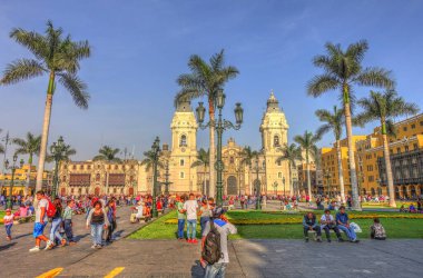 LIMA, PERU - APRIL 2018: Historical center in sunny weather
