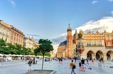 Krakow, Poland - August 2021: Historical center in sunny weather