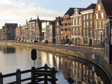 HAARLEM, NETHERLANDS - OCTOBER 2014: Historical center at sunrise