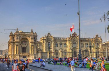 LIMA, PERU - APRIL 2018: Historical center in sunny weather
