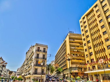 Algiers, Algeria - March 2020 : Colonial architecture in sunny weather, HDR Image