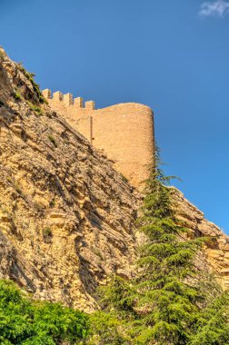 ALBARRACIN, SPAIN - JUNE 2019: Historical center in sunny weather, HDR image