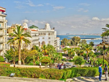 Algiers, Algeria - March 2020 : Colonial architecture in sunny weather, HDR Image