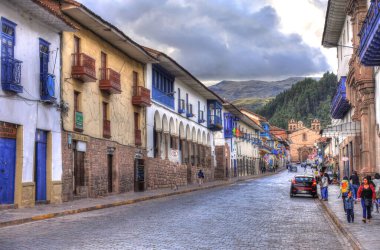 CUSCO, PERU - APRIL 2018: Historical center in sunny weather