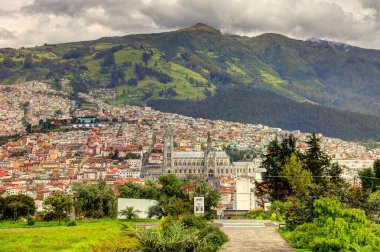 Quito, Ecuador aerial moutains view on the city 