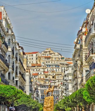 Algiers, Algeria - March 2020 : Colonial architecture in sunny weather, HDR Image