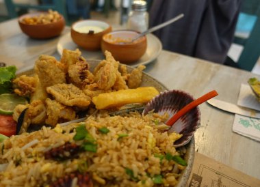 Closeup view of tasty Peru food