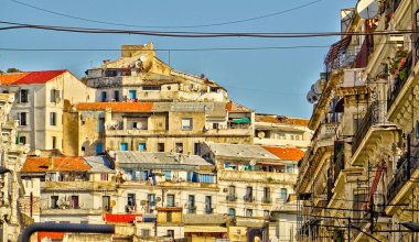 Algiers, Algeria - March 2020 : Colonial architecture in sunny weather, HDR Image