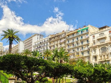 Algiers, Algeria - March 2020 : Colonial architecture in sunny weather, HDR Image