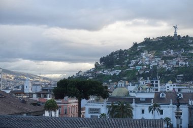 Quito, Ecuador - April 2018 : beautiful view on Historical center of the city