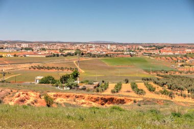 CAMPO DE CRIPTANA, SPAIN - MAY 2019: Picturesque village in La Mancha in summertime