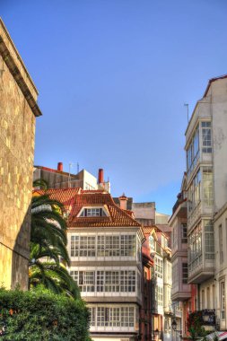 beautiful architecture in the old town La Coruna, Galicia, Spain