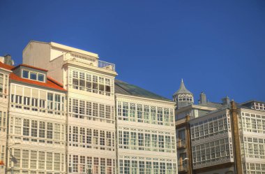beautiful architecture in the old town La Coruna, Galicia, Spain