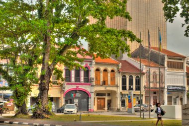 Penang, Malaysia - March 2019 : Historical center in springtime