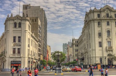LIMA, PERU - APRIL 2018: Historical center in sunny weather