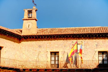 ALBARRACIN, SPAIN - JUNE 2019: Historical center in sunny weather, HDR image