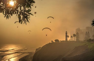 LIMA, PERU - APRIL 2018: Miraflores district in sunny weather