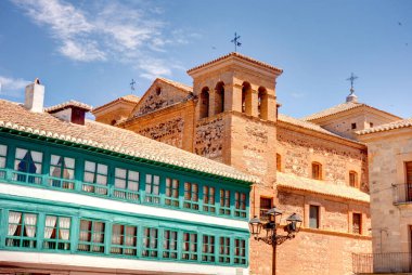 ALMAGRO, SPAIN - JUNE 2019: Historical center in sunny weather