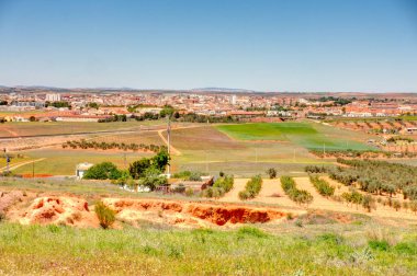 CAMPO DE CRIPTANA, SPAIN - MAY 2019: Picturesque village in La Mancha in summertime
