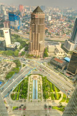 Kuala Lumpur, Malaysia - March 2019 : Cityscape from the Petronas Towers, HDR image