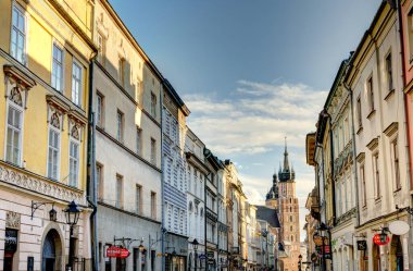 Krakow, Poland - August 2021: Historical center in sunny weather
