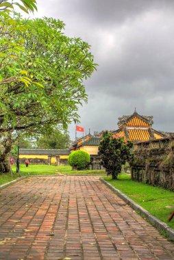 Hue, Vietnam - November 2020 : Citadel in cloudy weather, HDR Image